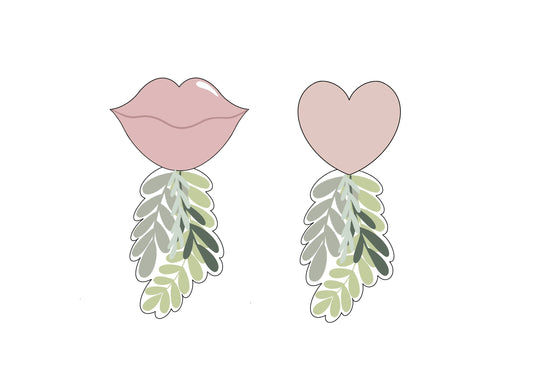 Heart or Lips Greenery Balloon Cookie Cutters