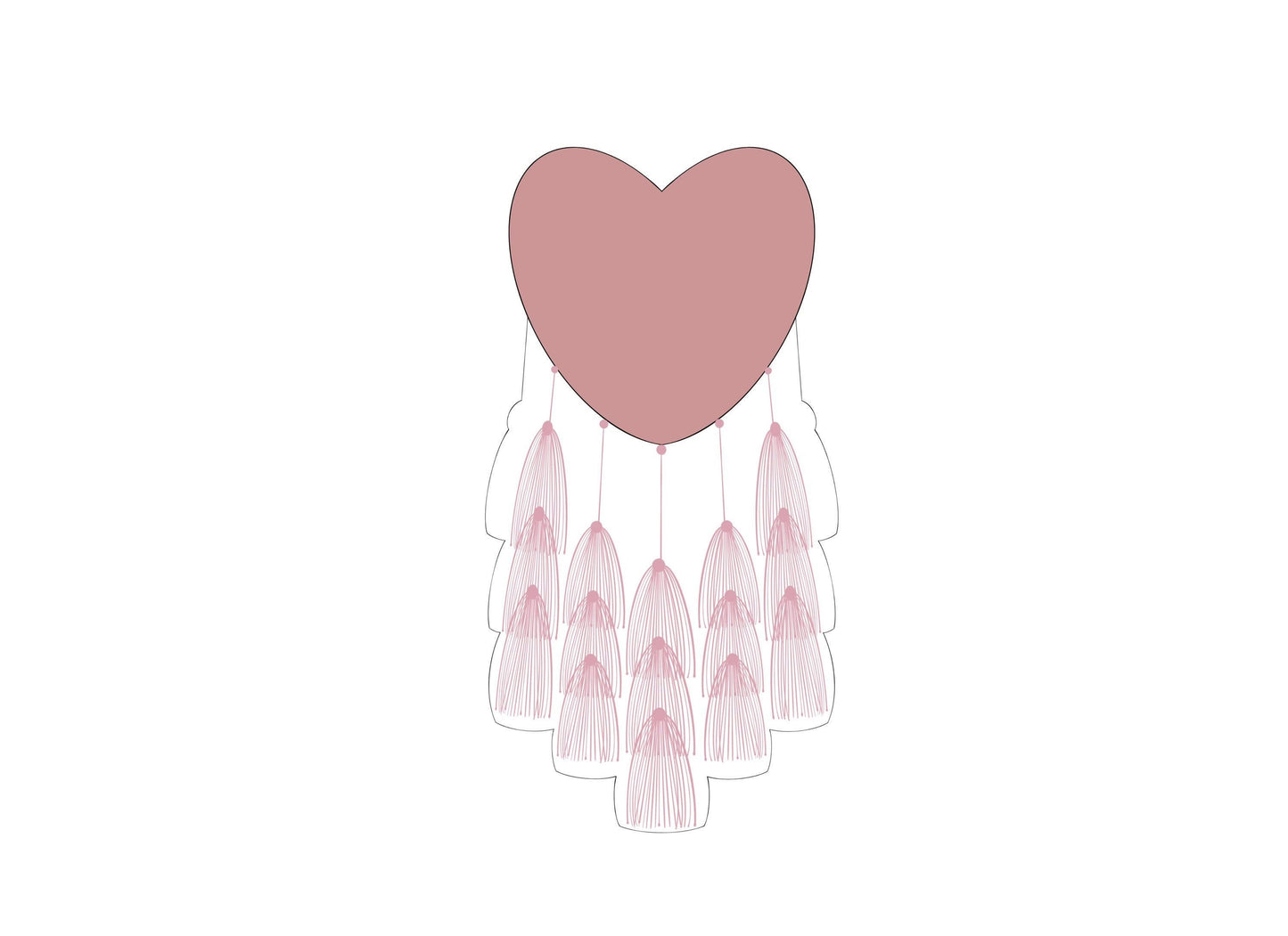 Heart with Tassels Cookie Cutter