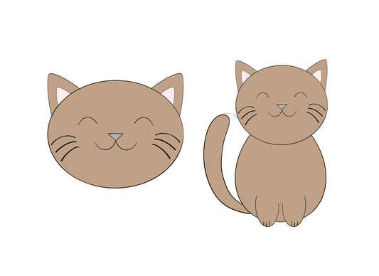 Cat Face or Cat and Body Cookie Cutters