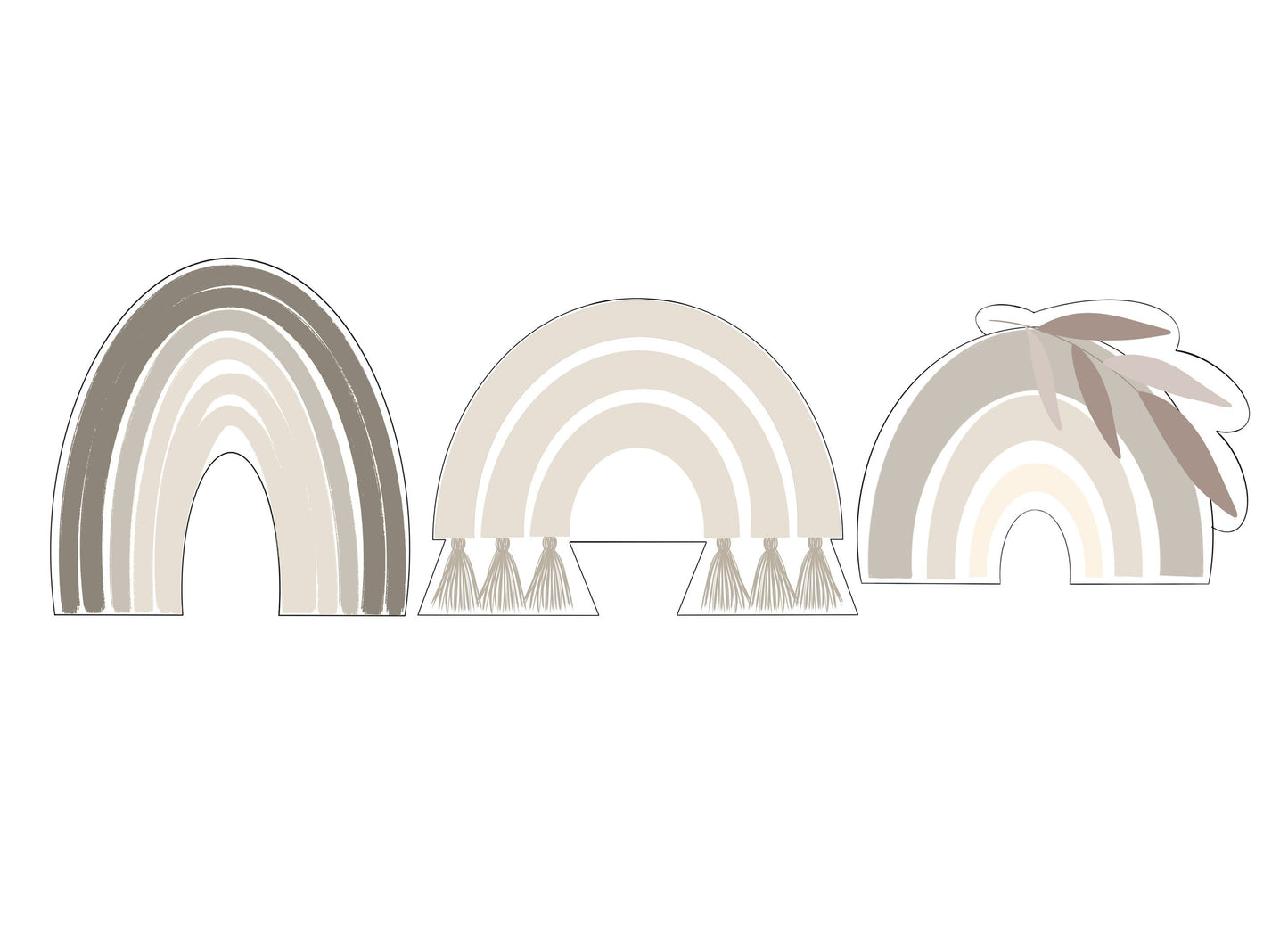 Rainbow, Rainbow with Tassels, or Rainbow with Leaf Cookie Cutters