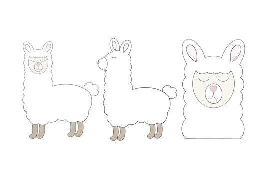 Llama Forward Facing, Llama Side Facing, or Llama Face Cookie Cutters