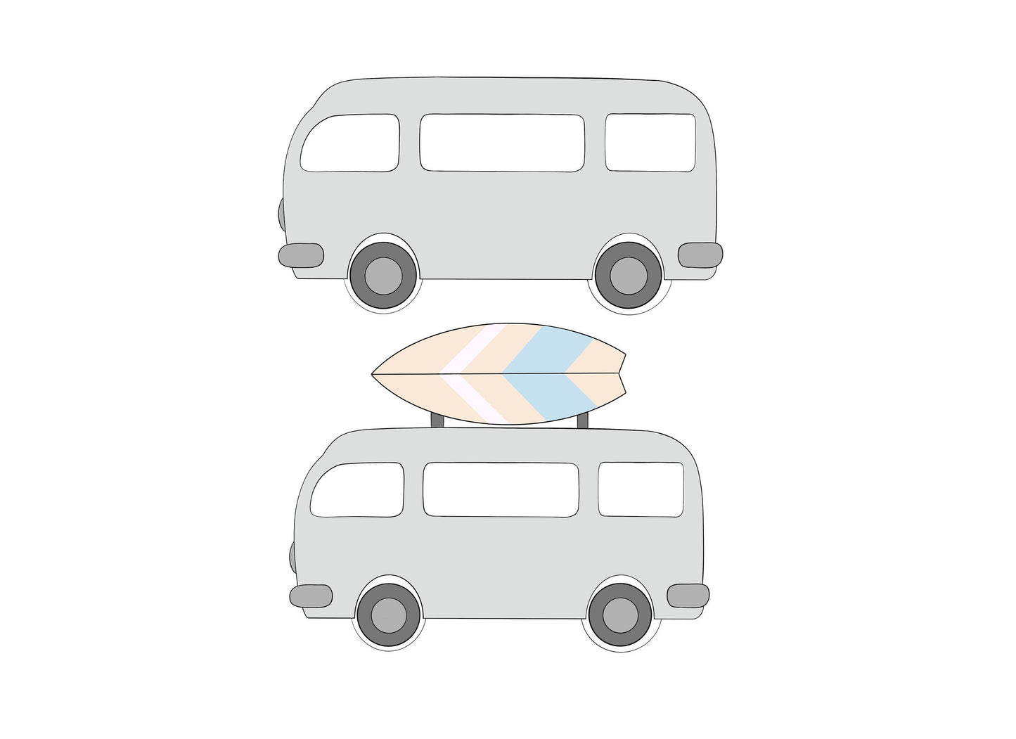 Side Bus with our without Surf Board Cookie Cutters