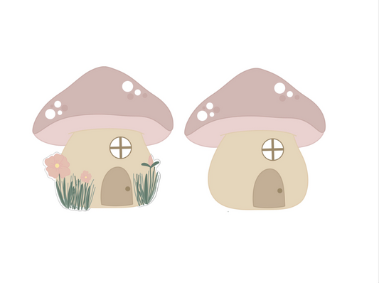 Mushroom House with Greenery or Mushroom House Cookie Cutter