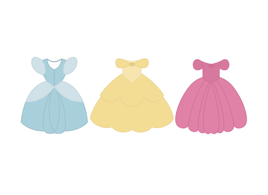 Princess Dress 1, 2, or 3 Cookie Cutters
