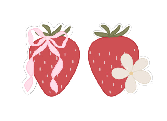 Strawberry with Bow or Strawberry with Flower Cookie Cutters