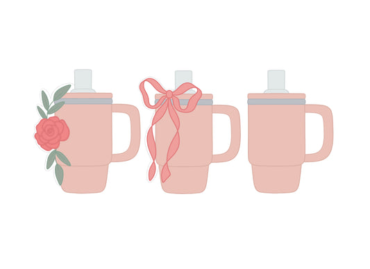 Trendy Drink Cup with Flowers, With Bow, or Plain Cookie Cutters