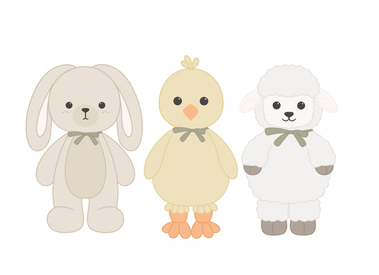 Bunny, Chick, Sheep/Lamb Doll-like Cookie Cutters