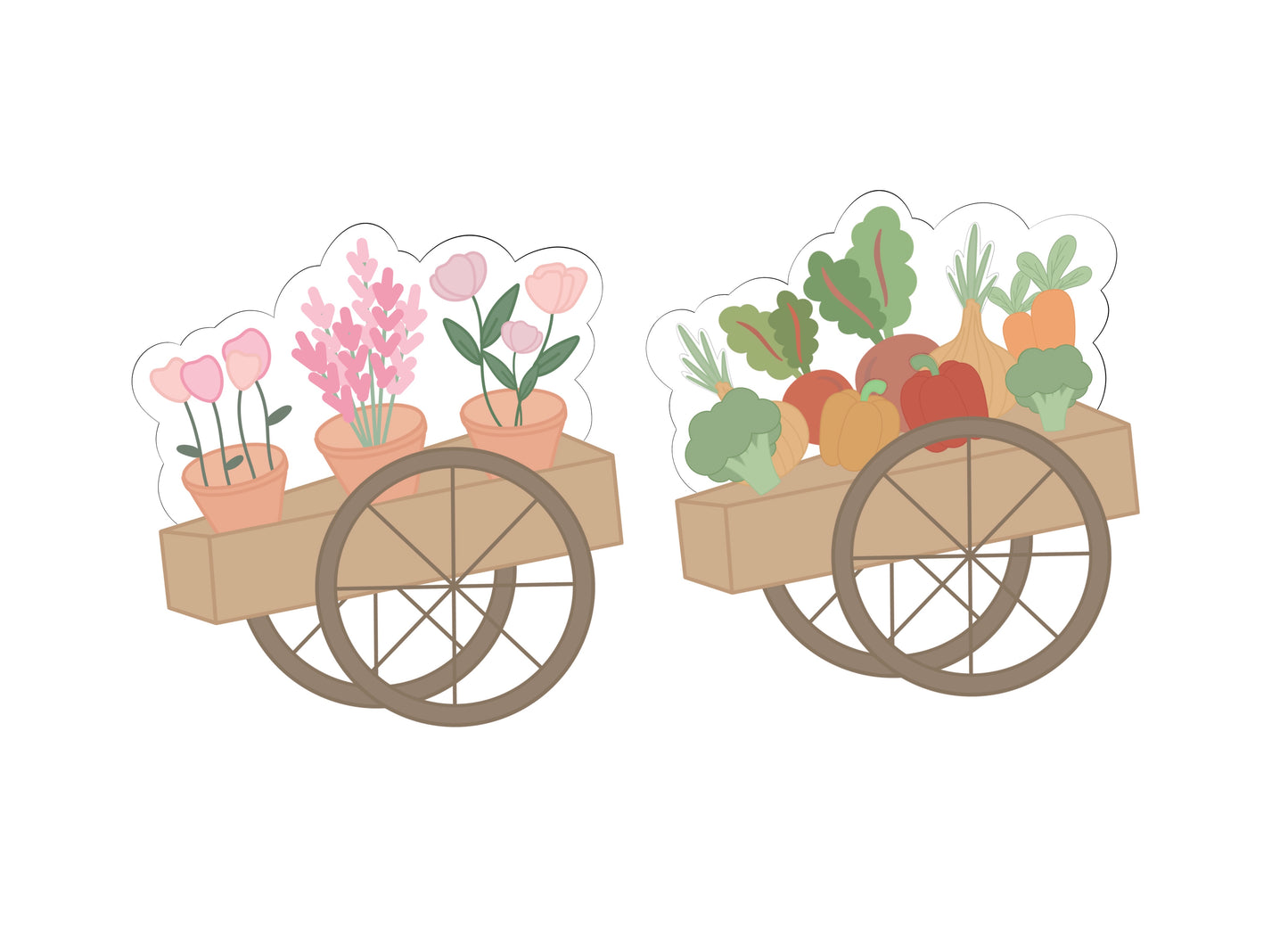 Garden Wagon with Flowers/Vegetables Cookie Cutter