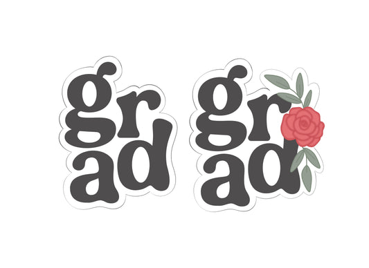Grad Font with or without Florals Cookie Cutter