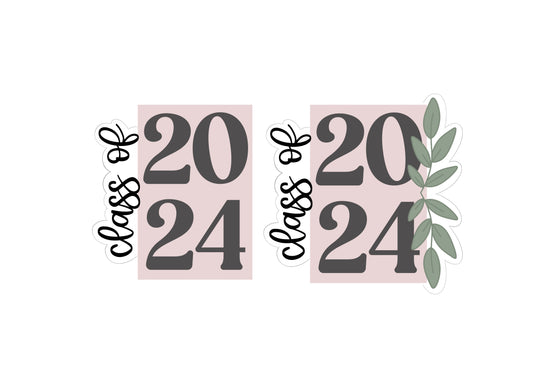 Class Of "2024" Plaque with or without Greenery Cookie Cutters