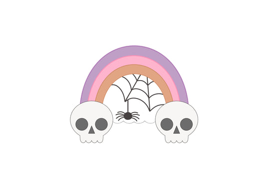 Rainbow with Skulls and Spiderweb Cookie Cutter