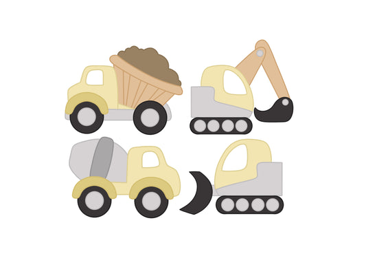 Dump Truck, Excavator, Cement Truck or Bull Dozer Cookie Cutters