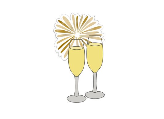 Champagne Glasses with Firework Cookie Cutter