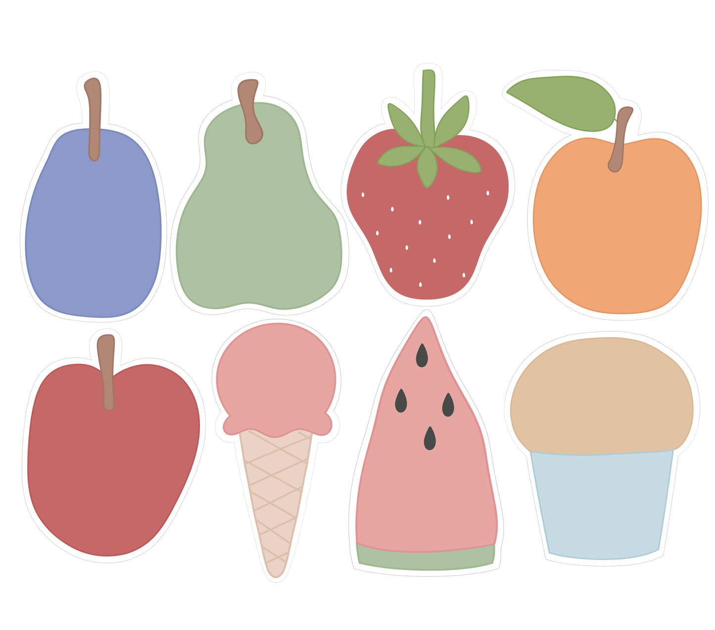 Plum, Pear, Strawberry, Orange, Apple, Ice Cream Cone, Watermelon, or Muffin Cookie Cutters