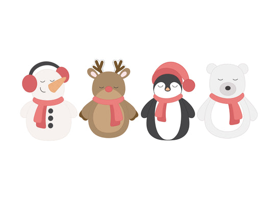Chubby Snowman, Reindeer, Penguin, or Polar Bear Cookie Cutters