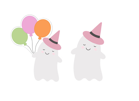 Ghost with Balloons and Witch Hat or without Balloons Cookie Cutter