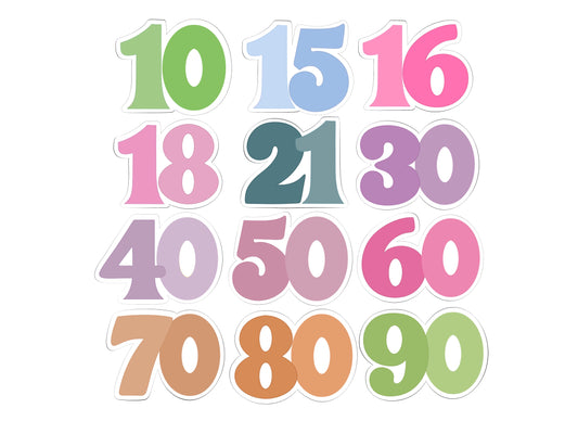 Milestone Number 10, 15, 16, 18, 21, 30, 40, 50, 60, 70, 80, 90 Cookie Cutters
