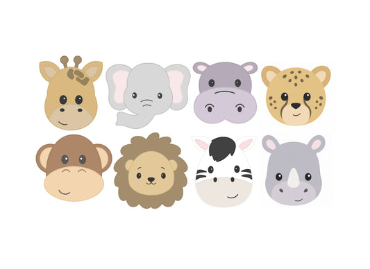 Giraffe, Elephant, Hippo, Cheetah, Monkey, Lion, Zebra, or Rhino Faces Cookie Cutter