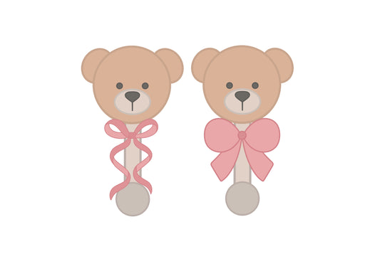 Teddy Bear Rattle with Bow 1 or 2 Cookie Cutters