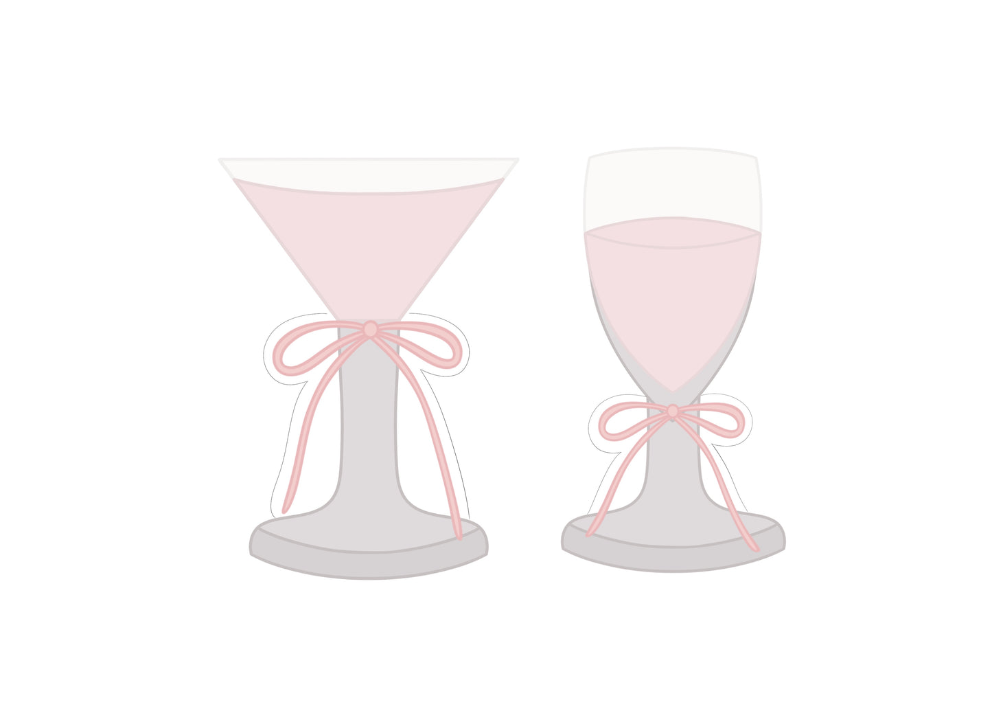 Martini Glass with Bow or Champagne Glass with Bow