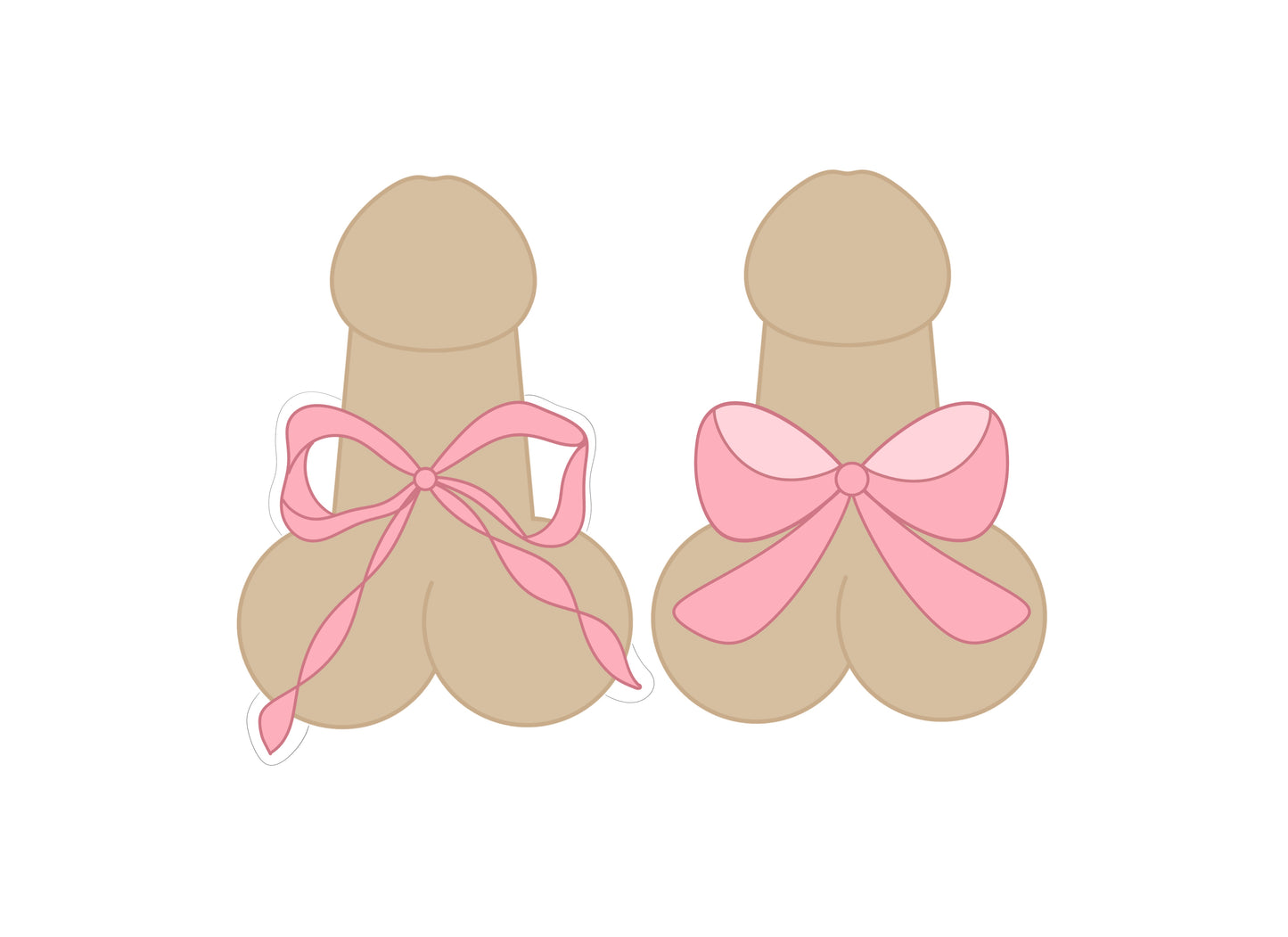 Penis with Bow 1 or 2 Cookie Cutters