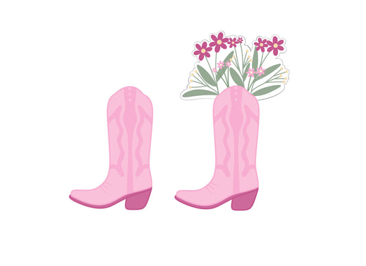 Cowgirl Boot or Cowgirl Boot with Flowers Cookie Cutters