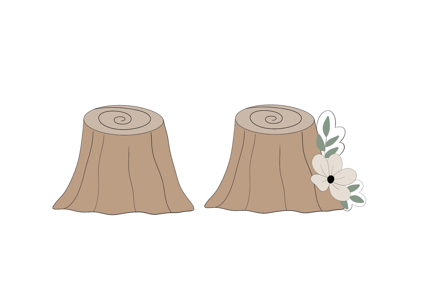 Tree Stump or Tree Stump with Flower Cookie Cutters