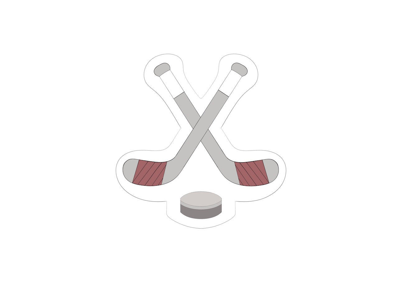 Hockey Sticks with Puck Cookie Cutter