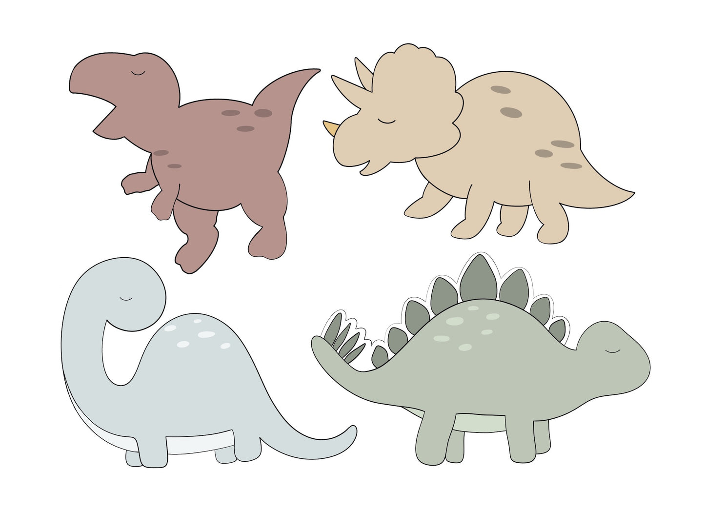 T-Rex, Triceratops, Brontosaurus, or Stegosaurus Cookie Cutters