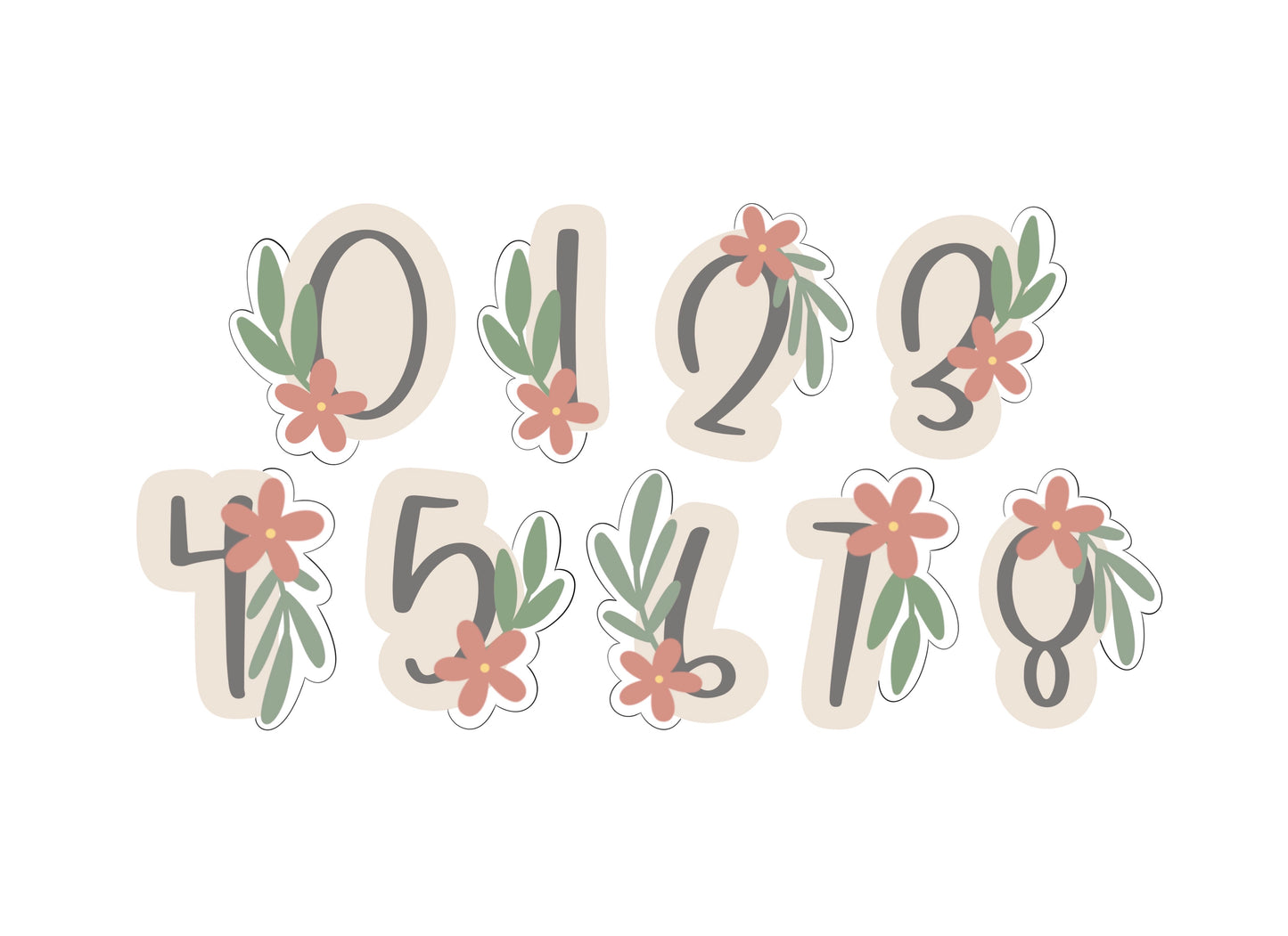 Floral Numbers 0-5, 6/9, 7-8 Cookie Cutters