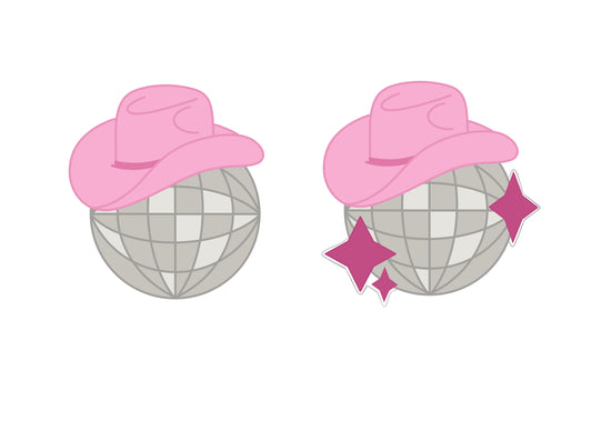 Disco Ball with Cowgirl Hat with or without Stars Cookie Cutters