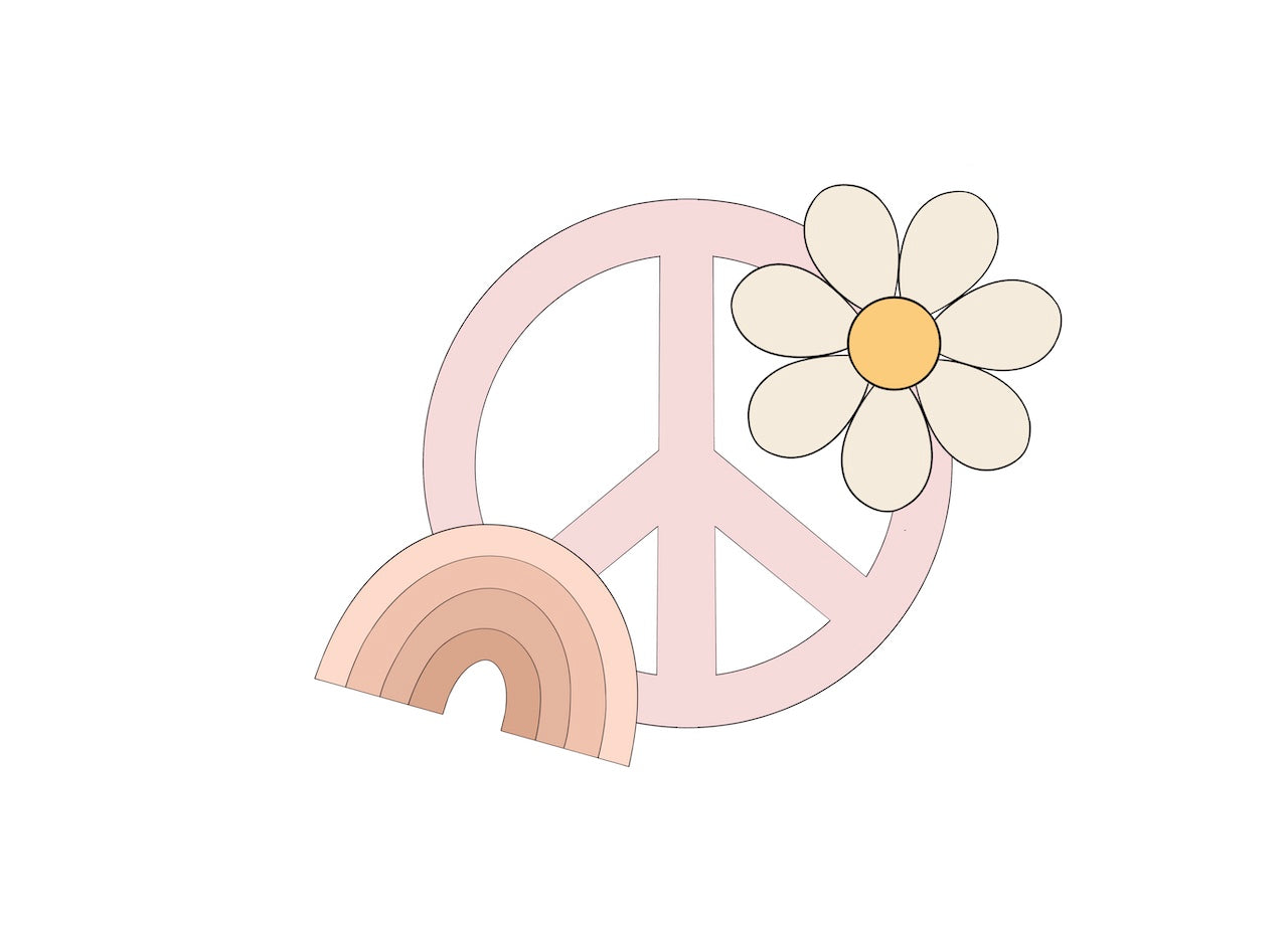 Peace Sign with Daisy and Rainbow Cookie Cutter