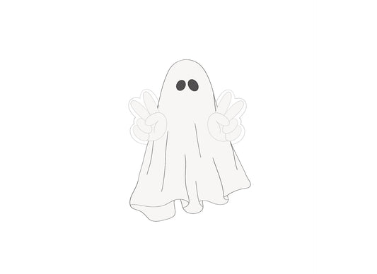 Sheet Ghost with Peace Signs Cookie Cutter