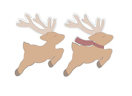 Prancing Reindeer with or without Scarf Cookie Cutters