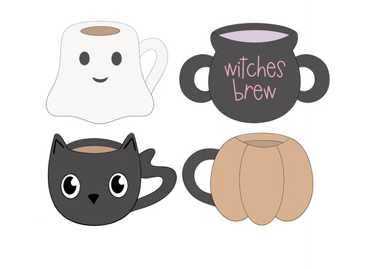 Ghost Mug, Cauldron Mug, Cat Mug, or Pumpkin Mug Cookie Cutters