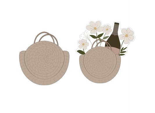 Purse or Purse with Wine Bottle and Flowers Cookie Cutters