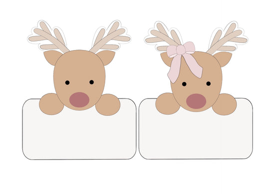 Reindeer Plaque or Reindeer with Bow Plaque Cookie Cutters