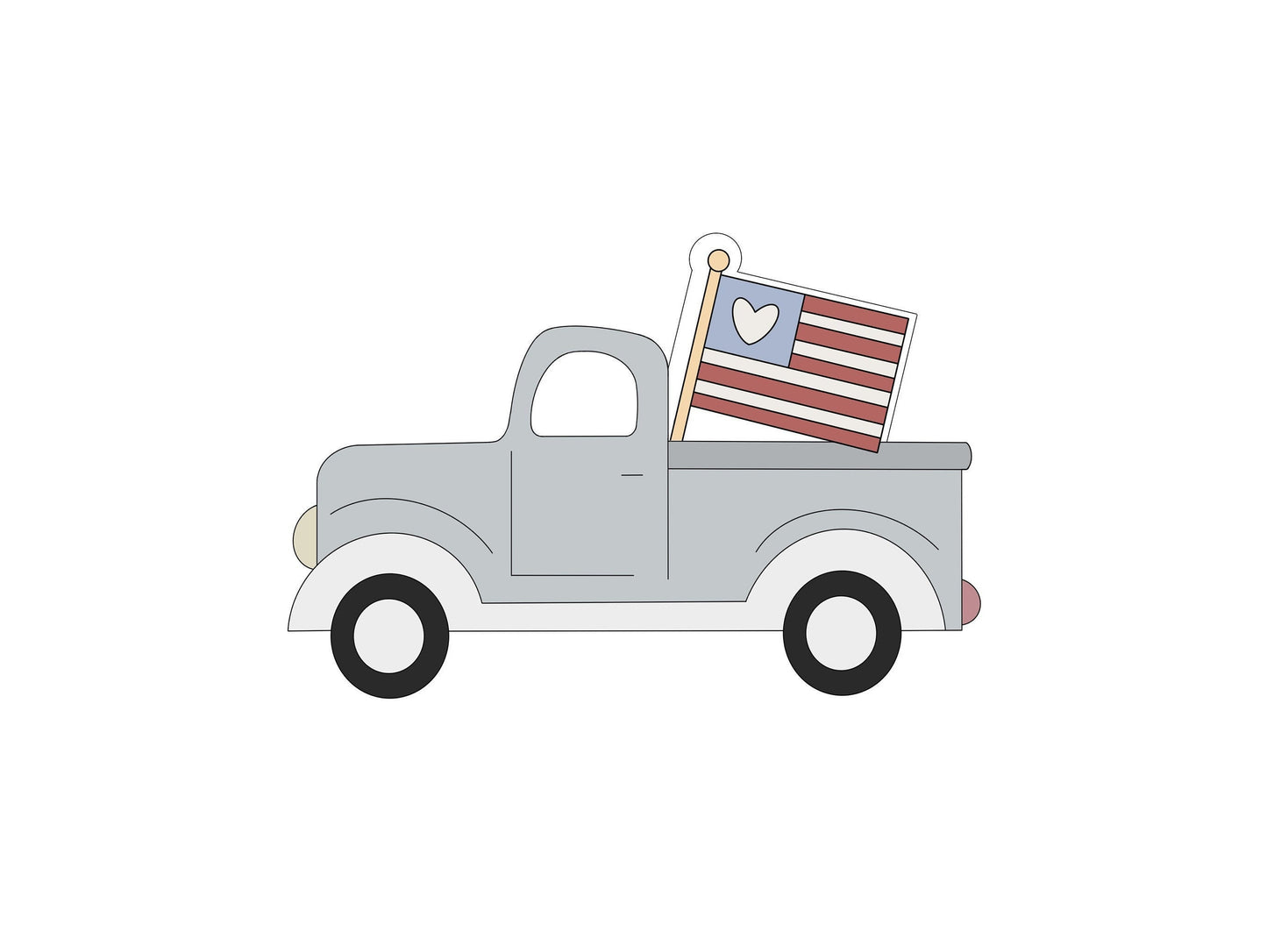 Truck with Flag Cookie Cutter