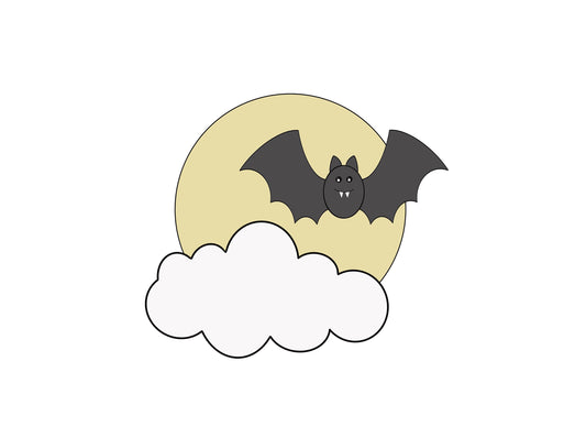 Spooky Moon with Bat and Cloud Cookie Cutter