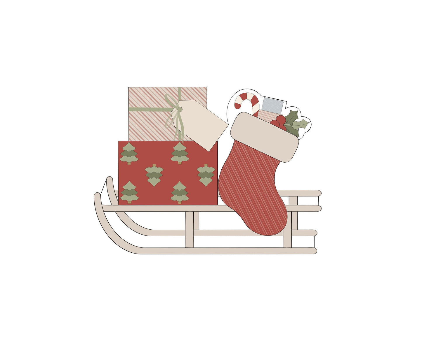 Sled with Presents and Stocking Cookie Cutter