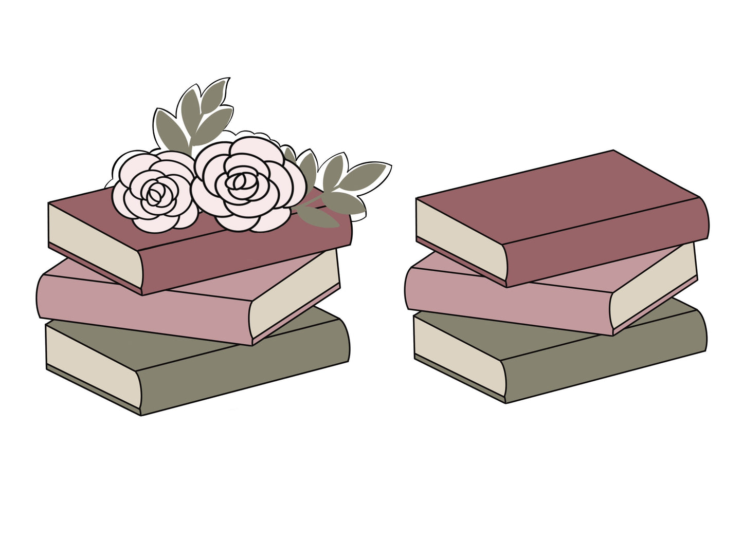 Stack of Books with or without Flowers Cookie Cutters