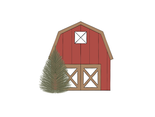 Barn with Tree Cookie Cutter