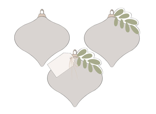 Wide Ornament, Wide Ornament with Greenery, Wide Ornament with Greenery and Tag Cookie Cutters