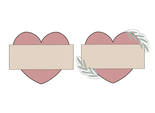 Heart with Banner with or without Greenery Cookie Cutters