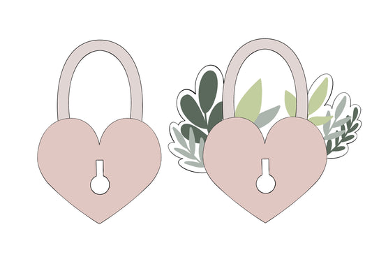 Heart Lock with or without greenery Cookie Cutters