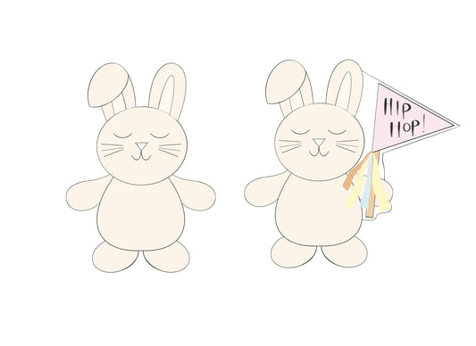Bunny with or without Flag Banner Cookie Cutters