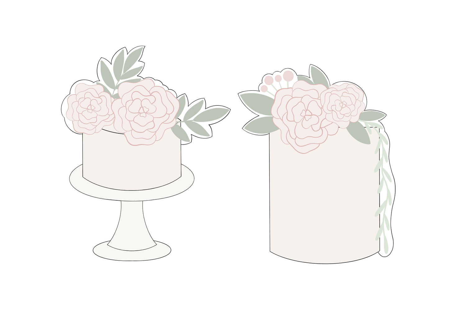Cake on Stand or Floral/Greenery Cake Cookie Cutters