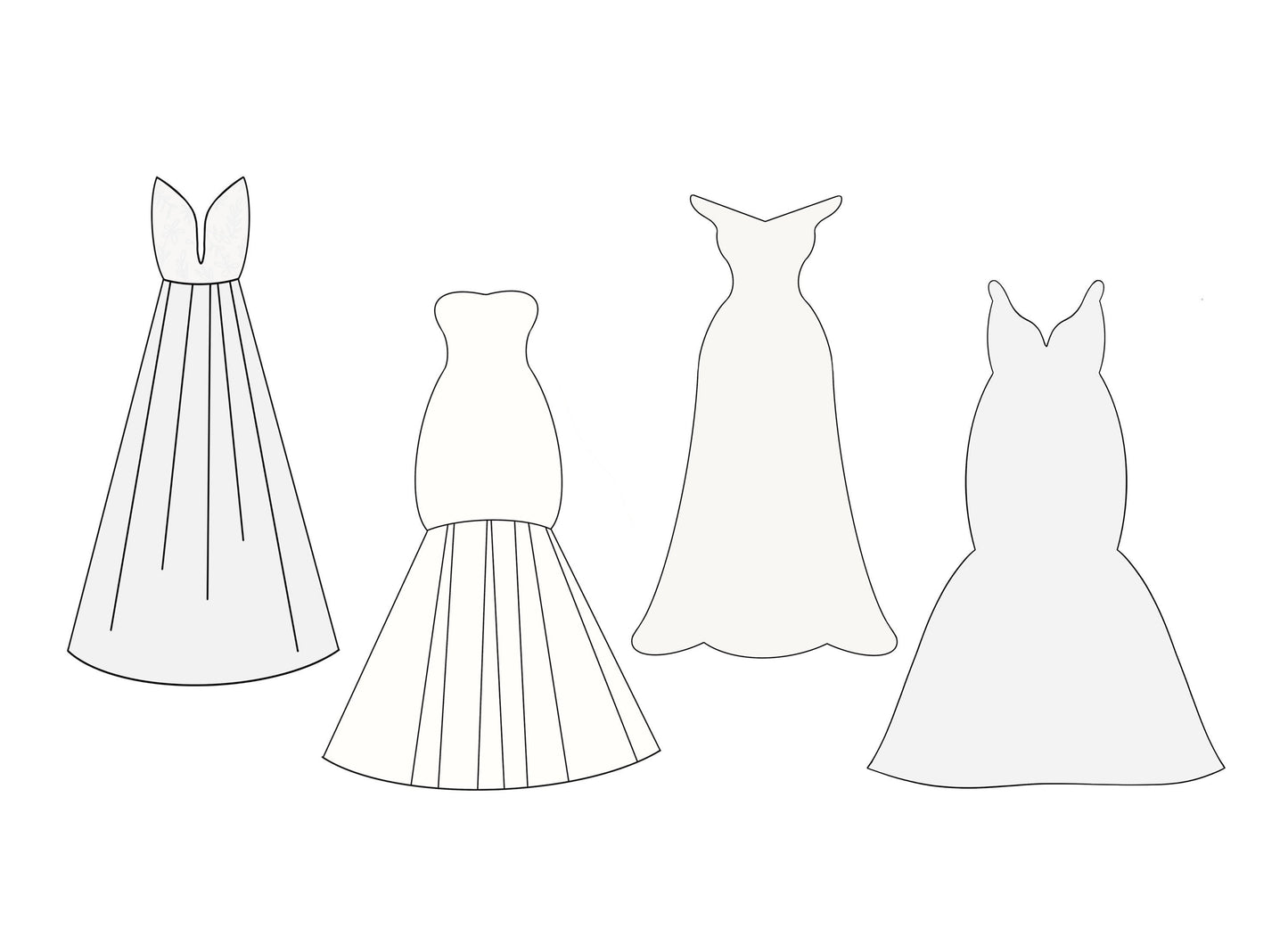 Wedding Dress 1, 2, 3, or 4 Cookie Cutters