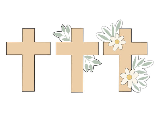 Cross, Cross with Greenery, Cross with Florals and Greenery Cookie Cutters