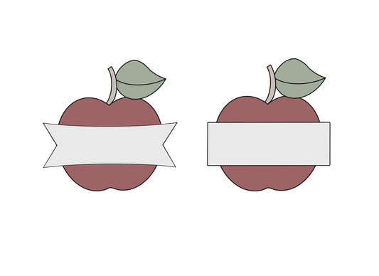 Apple with Banner 1 or Apple with Banner 2 Cookie Cutters